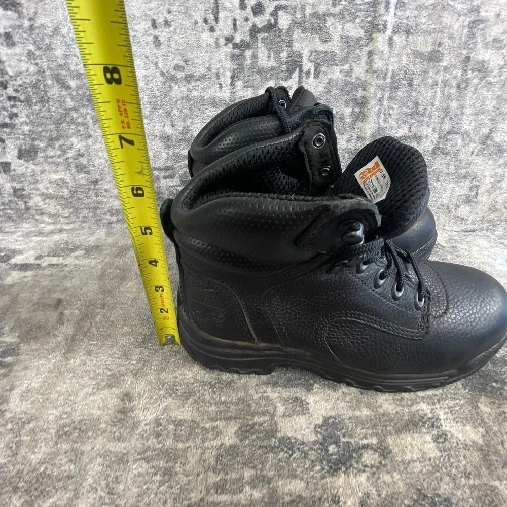 Timberland Pro Mens 7.5 Work Shoes Solid Black Leather Industrial Safety Boots